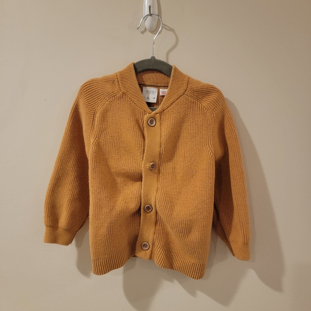 Zara chunky knit mustard yellow color cardigan sweater 2-3t cm 98